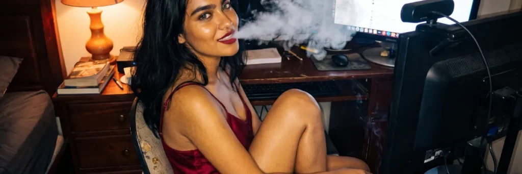 woman on live smoking fetish cam