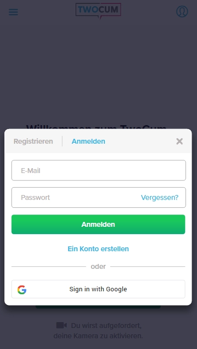 Login-Formular auf TwoCum